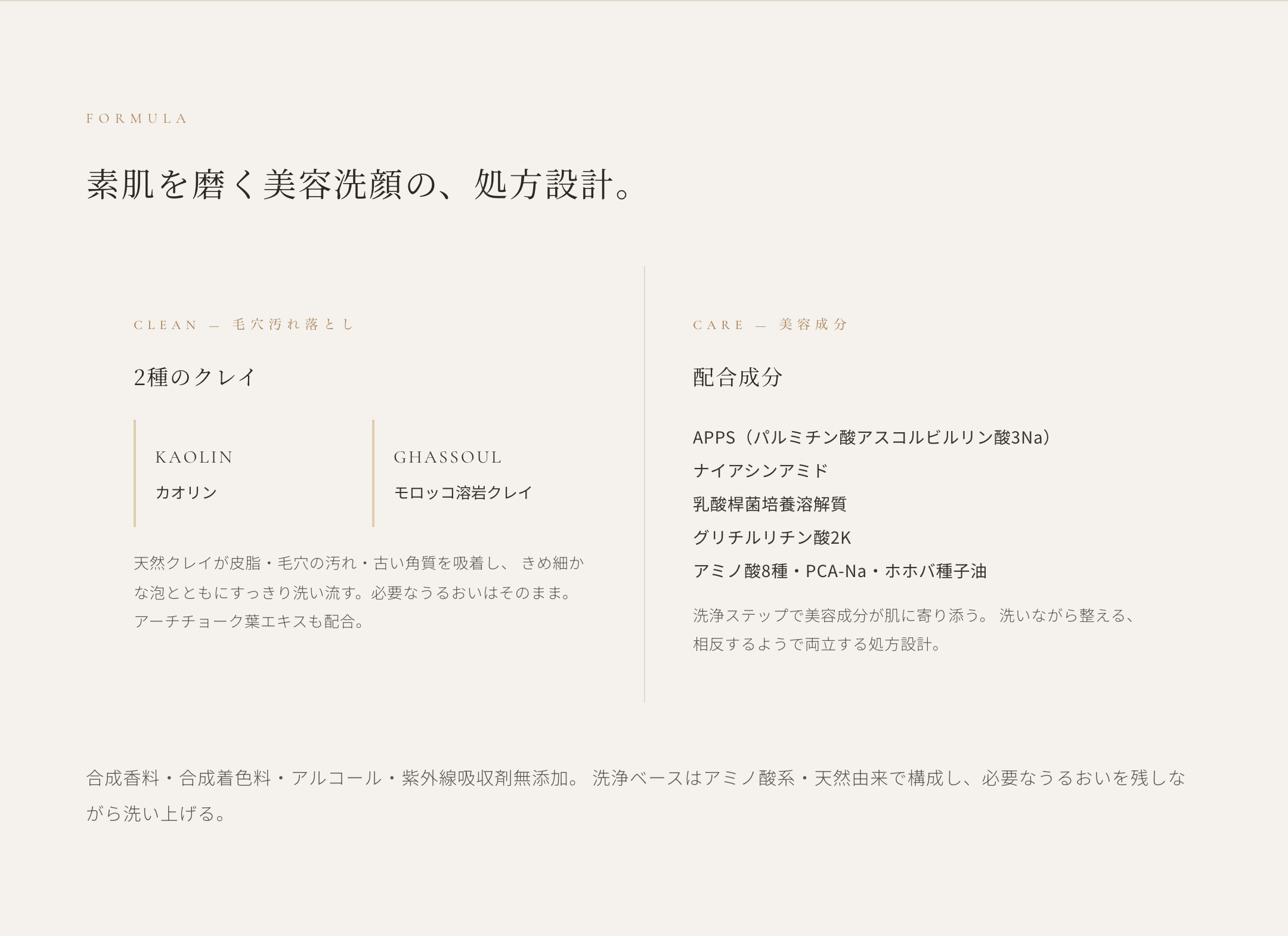 素肌を磨く美容洗顔の、処方設計。
